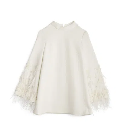 Maison Ava Kids'  Feather-trim Anouk Dress (2-14 Years) In Ivory