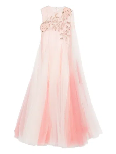 Maison Ava Floral-embellished Maxi Dress In Pink