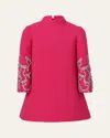Maison Ava Girl's Charlotte Crystal Bow Crepe Mini Dress In Hot Pink