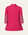 Maison Ava Girl's Charlotte Crystal Bow Crepe Mini Dress In Hot Pink