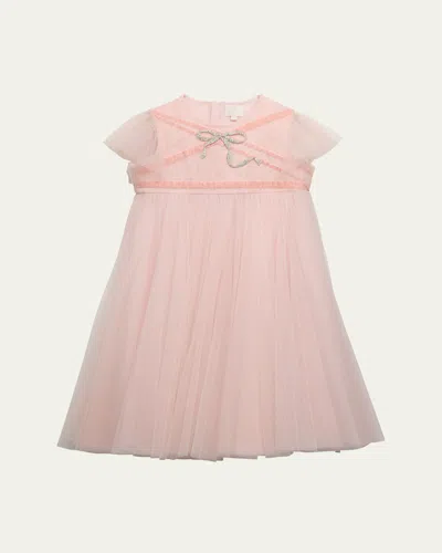 Maison Ava Kids' Girl's Ingrid Embellished Bow Dress In Pink