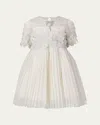 Maison Ava Girls Leonie Embroidered Pleated Dress In Ivory
