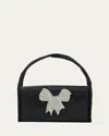 Maison Ava Girl's Rhinestone Bow Flap Bag In Black