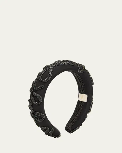 Maison Ava Kids' Girl's Rhinestone Bow Headband In Black