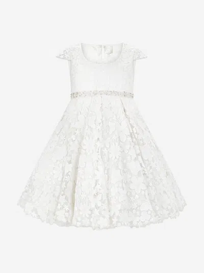 Maison Ava Kids' Floral-embroidered Flared Dress In Ivory