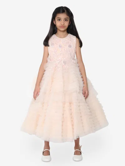 Maison Ava Kids' Coralie Floral-embroidered Tulle Dress In Pink