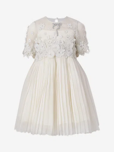 Maison Ava Kids'  Girls Leonie Embroidered Pleated Dress In Ivory