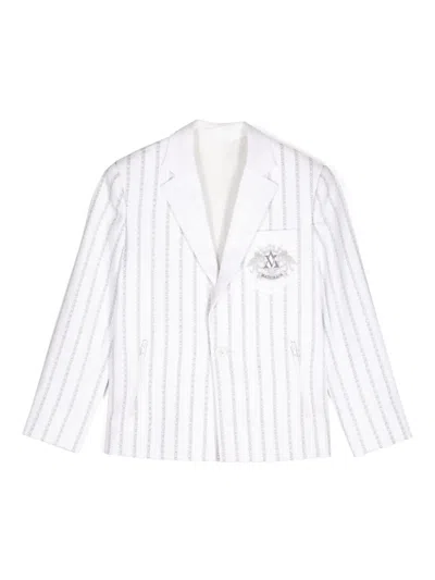 Maison Ava Kids' Grayson Striped Single-breasted Blazer In White