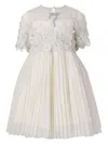 Maison Ava Girls Leonie Embroidered Pleated Dress In Ivory