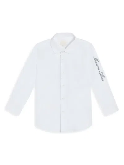 Maison Ava Kids' Logo-embroidered Shirt In White