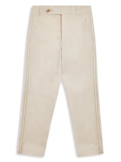 Maison Ava Kids' Logo-embroidered Straight-leg Trousers In 中性色