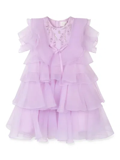 Maison Ava Kids' Sequin-embellished Dress In Purple
