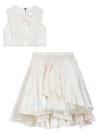 Maison Ava Kids' Vanessa Skirt Set In Neutrals