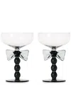 Maison Balzac Black Bow Coupes Glasses Set In Neutrals
