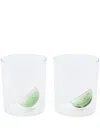 Maison Balzac Lime-cut Embellished Glass (set Of Two) In 绿色