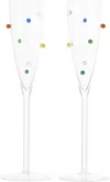 Maison Balzac Multicolor Pomponette Flutes Set In Clear/multi