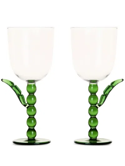 Maison Balzac Clear Palmier Wine Glasses Set In Neutrals