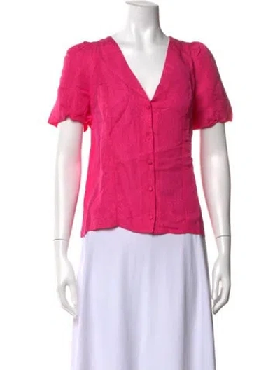 Pre-owned Maison Balzac Patterned V-neck Blouse In Pink