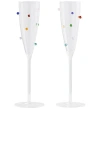 Maison Balzac Pomponette Flutes In Clear & Multi