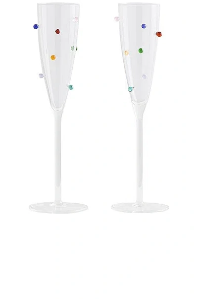 Maison Balzac Pomponette Flutes In Clear & Multi