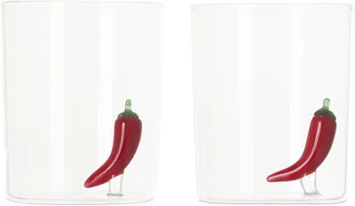 Maison Balzac Red Chilli Gobelets Set In Clear/red