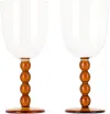 Maison Balzac Red Volute Wine Glass Set In Clear/amber