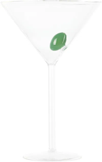 Maison Balzac Transparent Martini Glass In Clear/green