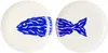 Maison Balzac White & Blue 'le Merou' Tapas Plates Set In Blue