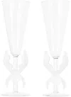 Maison Balzac White Iris Flutes Set In Clear/white