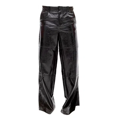 Maison Bogomil Black Cut Flow – Mens Leather Trousers With Slits & Hem Openings
