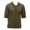 Maison Bogomil Green Open Knit  Mens Knit Shirt In Linen & Viscose