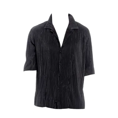 Maison Bogomil Men's Black Short-sleeved Pleated Shirt
