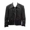 Maison Bogomil Men's Black Split Front – Zip Jacket In Pinstripe & Distressed Knit