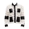 Maison Bogomil Men's Black / White Patch Rhythm – Knit Shirt With Leather Details
