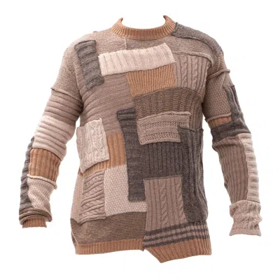 Maison Bogomil Men's Chunky Patchwork Sweater Brown
