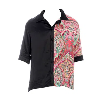 Maison Bogomil Men's Short-sleeved Shirt With Paisley Print In Black