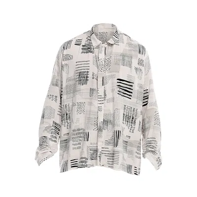 Maison Bogomil Men's White Shirt With A Zip And Graphic Print