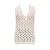 Maison Bogomil White Bare Structure – Mens Knitted Tank Top With Distressed Texture