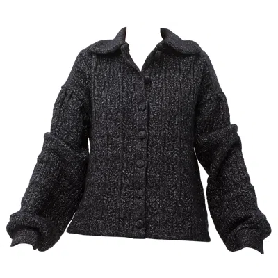 Maison Bogomil Women's Black Chunky Cable Knit Glittery Cardigan