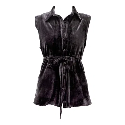 Maison Bogomil Women's Black Drawstring Plush Vest