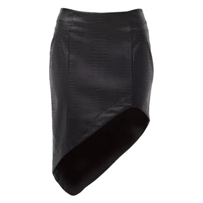 Maison Bogomil Women's Black Faux Leather Asimetric Skirt