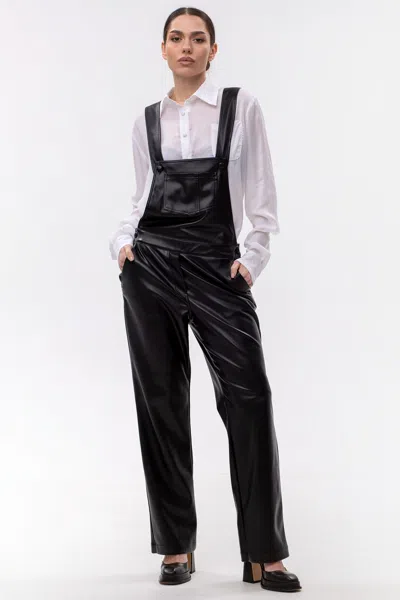 Maison Bogomil Women's Black Faux Leather Overall