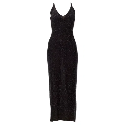 Maison Bogomil Women's Black Fine Knit Sequin Long Dress