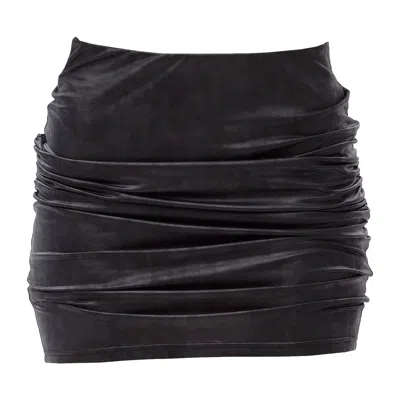 Maison Bogomil Women's Black Jersey Leather Mini Skirt