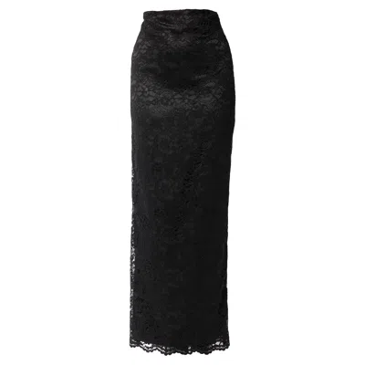 Maison Bogomil Women's Black Long Lace Skirt On A Satin Base