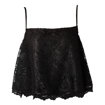 Maison Bogomil Women's Black Loose Lace And Satin Tank Top