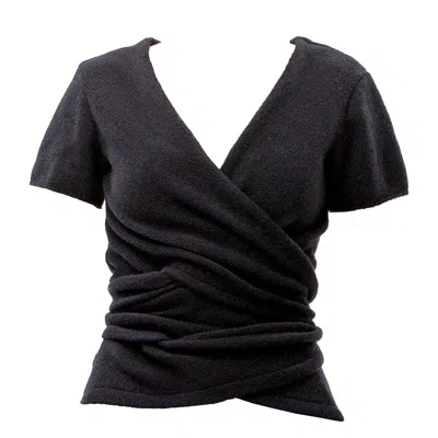Maison Bogomil Women's Black Soft Knit Wrapped Blouse