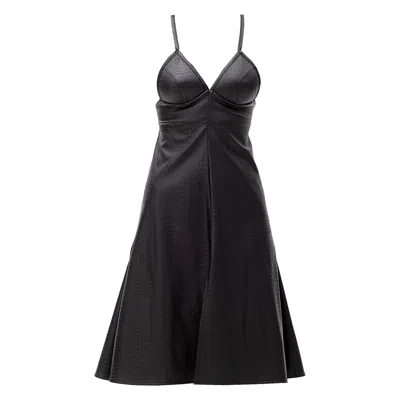 Maison Bogomil Women's Black Strappy Faux Leather Midi Dress