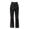 Maison Bogomil Women's Black Structured Flow – Trousers In Leather, Pinstripe & Sheer Knit