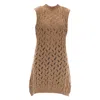 Maison Bogomil Women's Brown Linen Shell – Knit Tunic Dress With Short Linen Sleeves